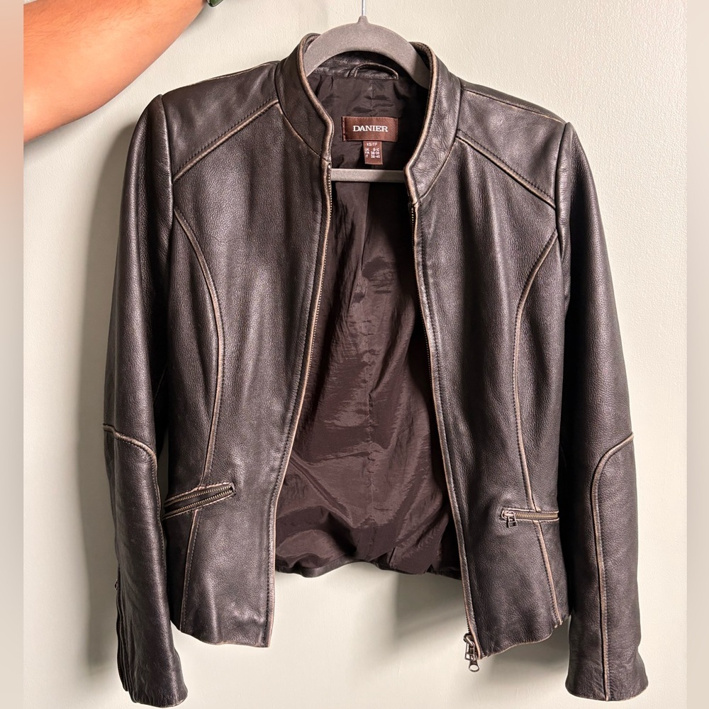 Danier Women's ‘Distressed’ BlackLeather Jacket